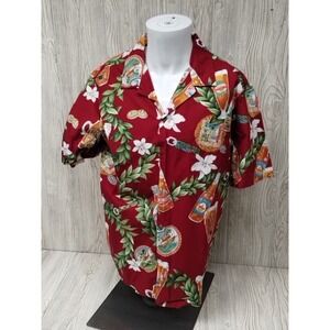 Vintage Bishop St Hawaiian Shirt Men's Large Short Sleeve Button Up USA travel